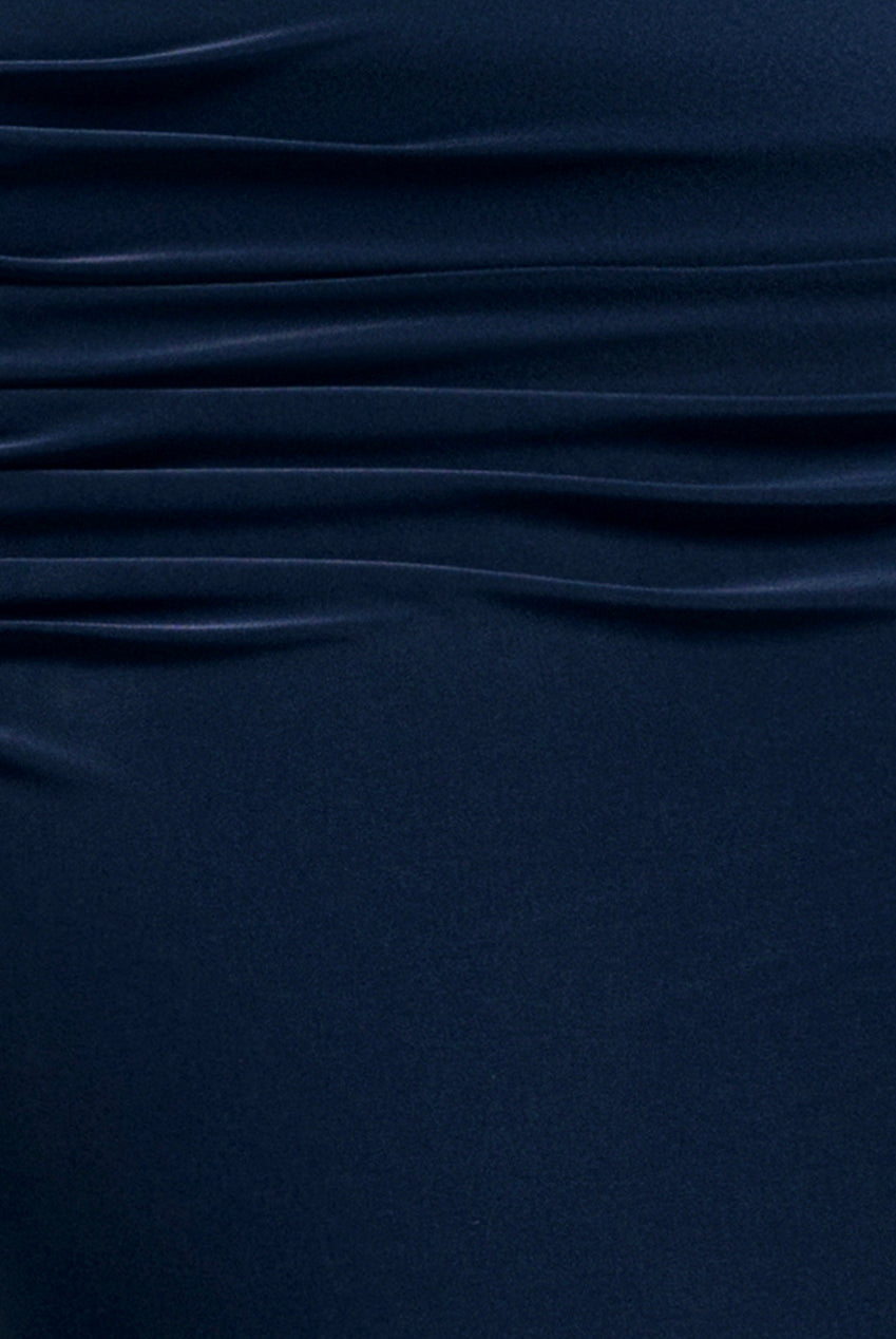 Goddiva Bat Wing Elasticated Side Gather Maxi Dress - Navy Blue