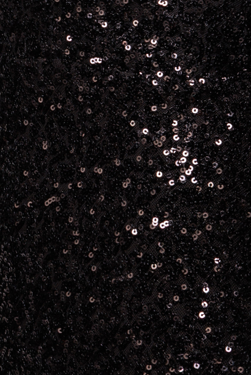 Goddiva Sequin Off The Shoulder Velvet Bow Midi Dress - Black