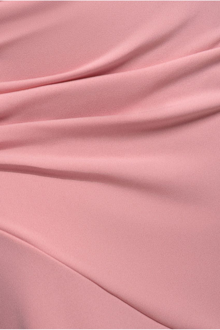 Goddiva One Shoulder Cape Scuba & Chiffon Maxi Dress - Blush Pink