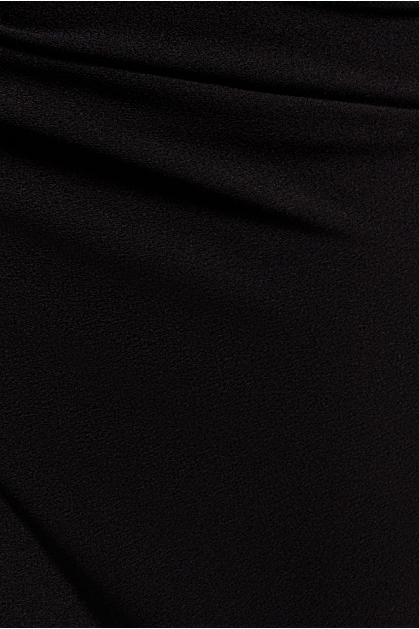 Goddiva One Shoulder Cape Scuba & Chiffon Maxi Dress - Black