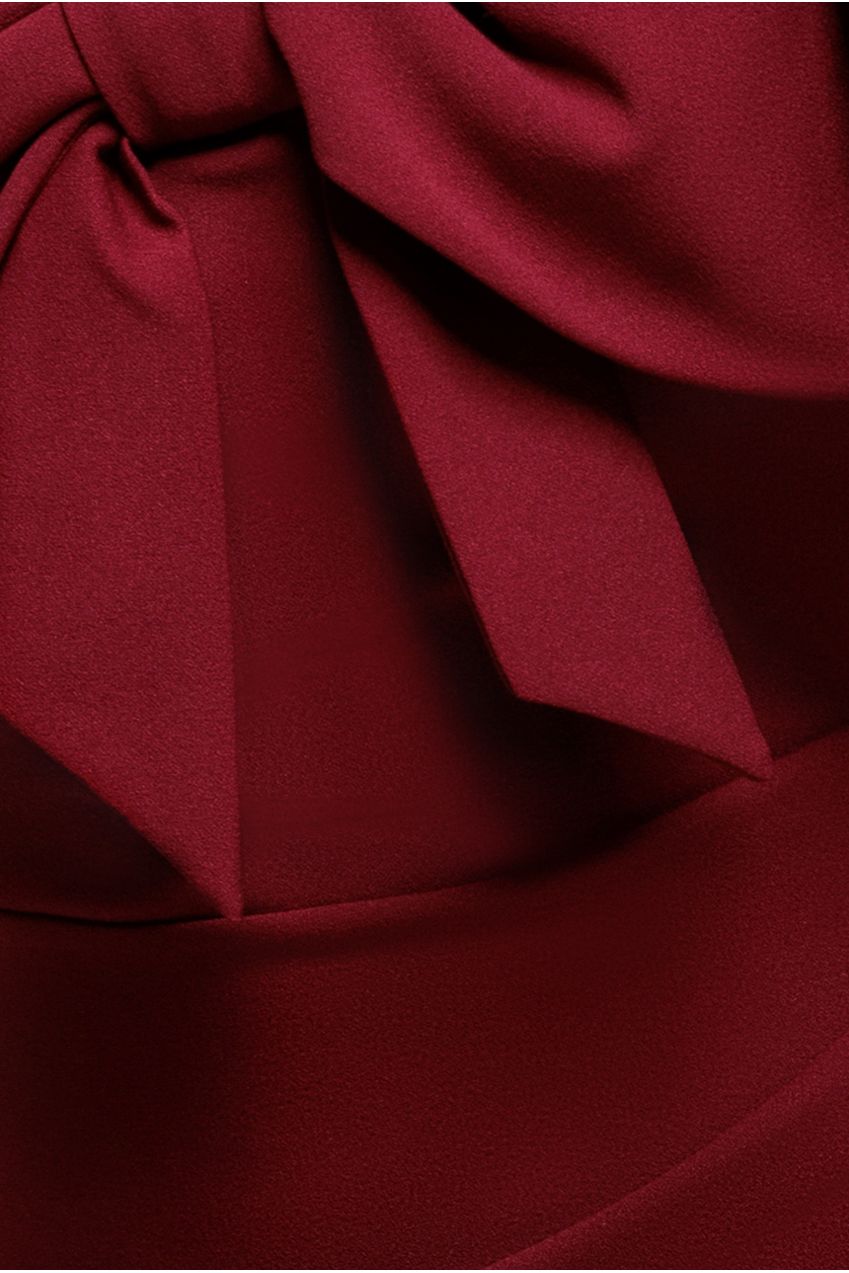 Goddiva Cape Sleeve Detail Front Tie Maxi Dress - Wine