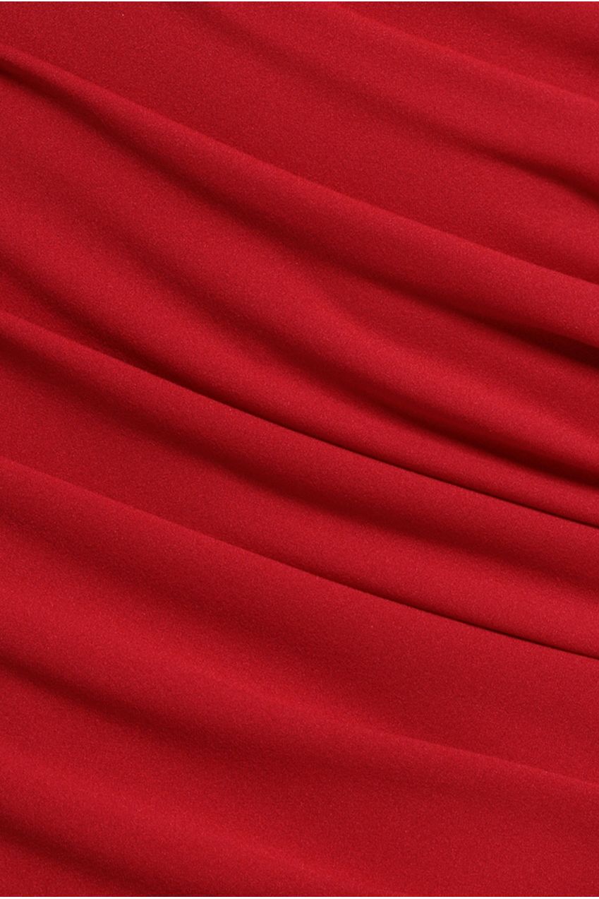 Goddiva Pleated One Shoulder Bardot Fit And Flare Maxi Dress - Red