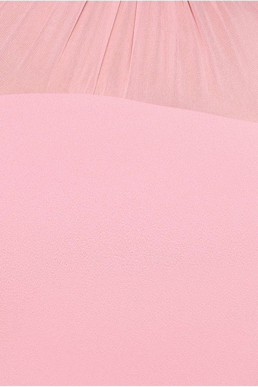 Goddiva Bishop Sleeve Peplum Top Scuba Crepe And Chiffon Maxi Dress - Blush Pink