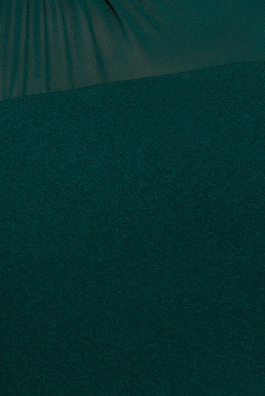 Goddiva Bishop Sleeve Peplum Top Scuba Crepe And Chiffon Maxi Dress - Emerald Green