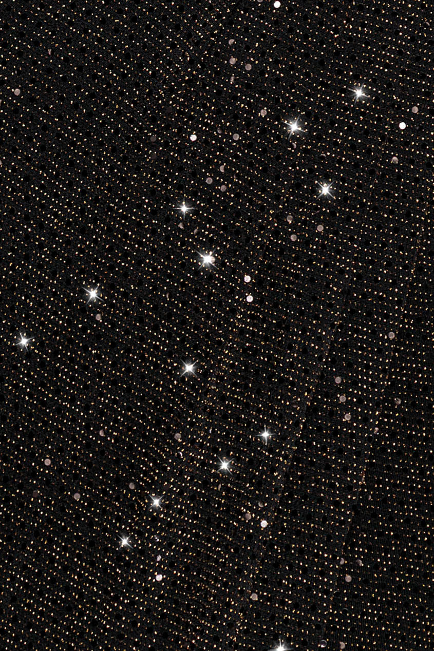 Goddiva Sequin Glitter Lurex Long Sleeve Wrap Maxi Dress - Black