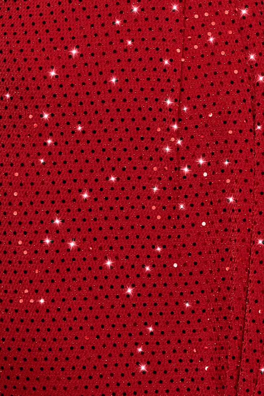 Goddiva Sequin Glitter Lurex Long Sleeve Wrap Maxi Dress - Red