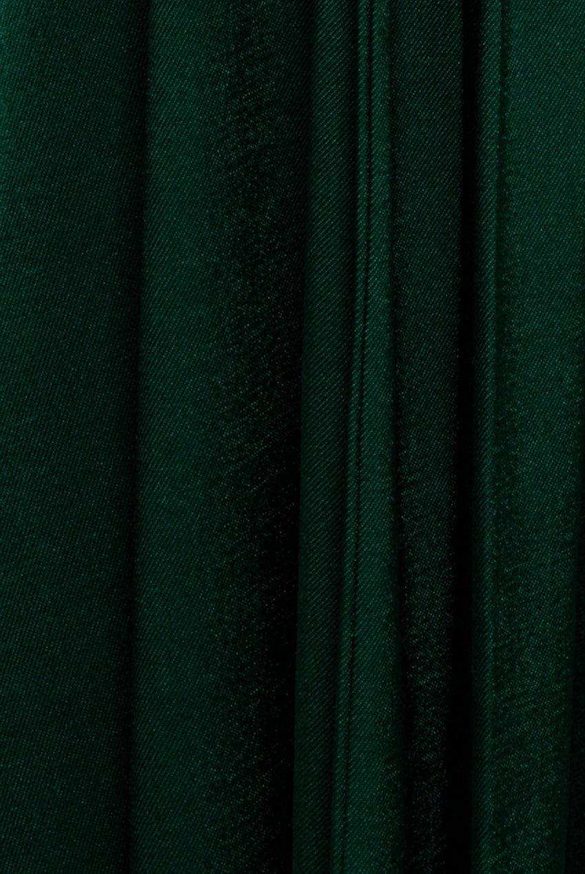 Goddiva Satin Square Neck Bishop Sleeve A Line Maxi Dress - Emerald Green