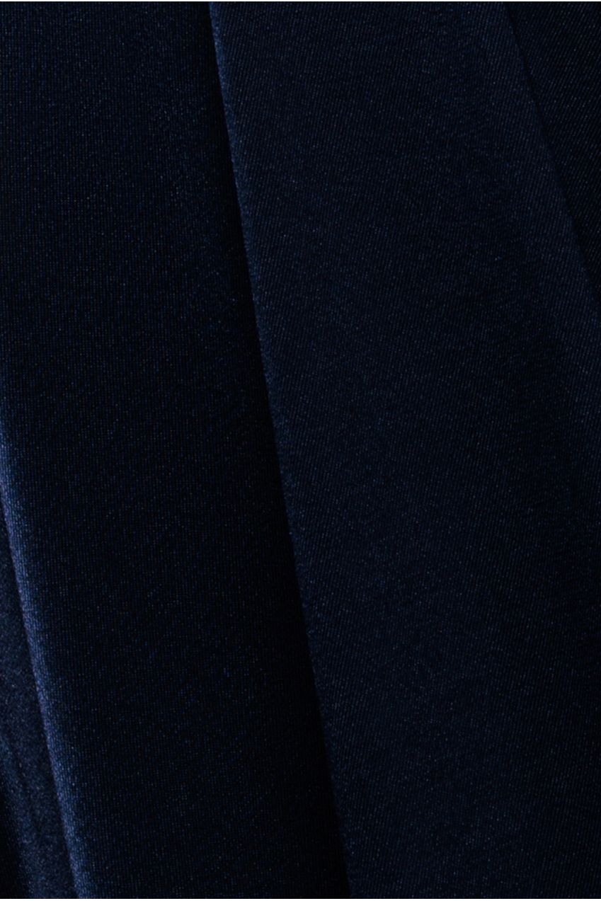 Goddiva Satin Square Neck Bishop Sleeve A Line Maxi Dress - Navy Blue