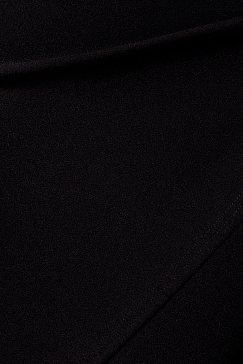 Goddiva Scuba & Chiffon Balloon Sleeve Wrap Midi Dress - Black