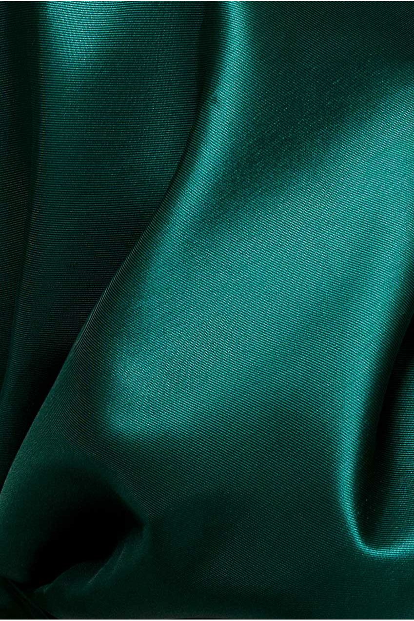Goddiva Off Shoulder Back Satin Bow Wrap Crepe Midi Dress - Emerald Green