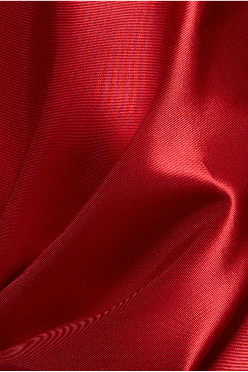 Goddiva Off Shoulder Back Satin Bow Wrap Crepe Midi Dress - Red