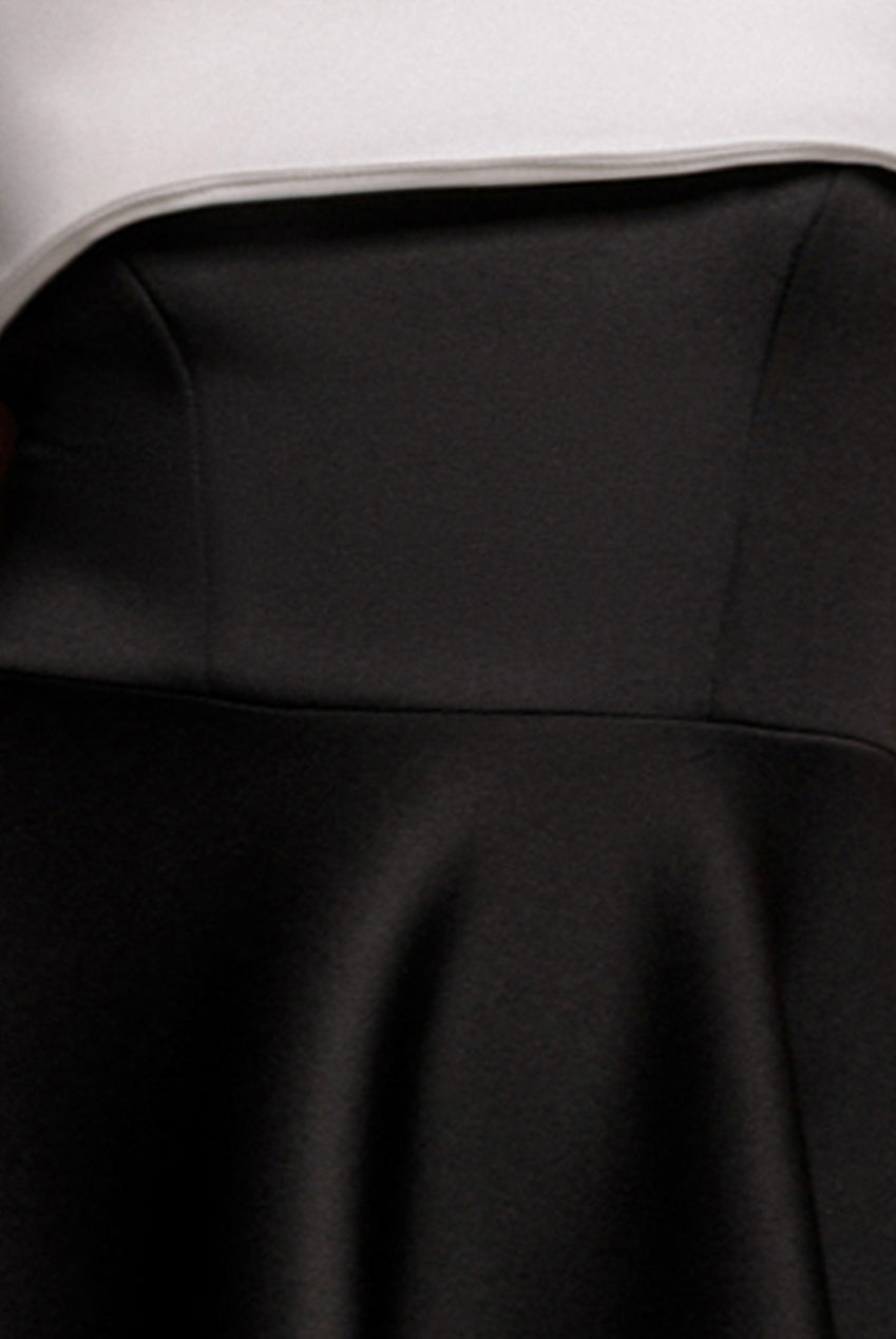 Goddiva One Shoulder A Line Midi Dress - Black Cream