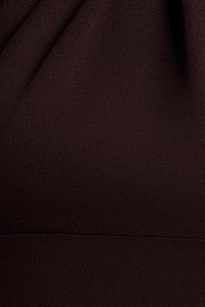 Goddiva Scuba & Velvet Satin Halterneck Maxi Dress With Back Sash - Brown