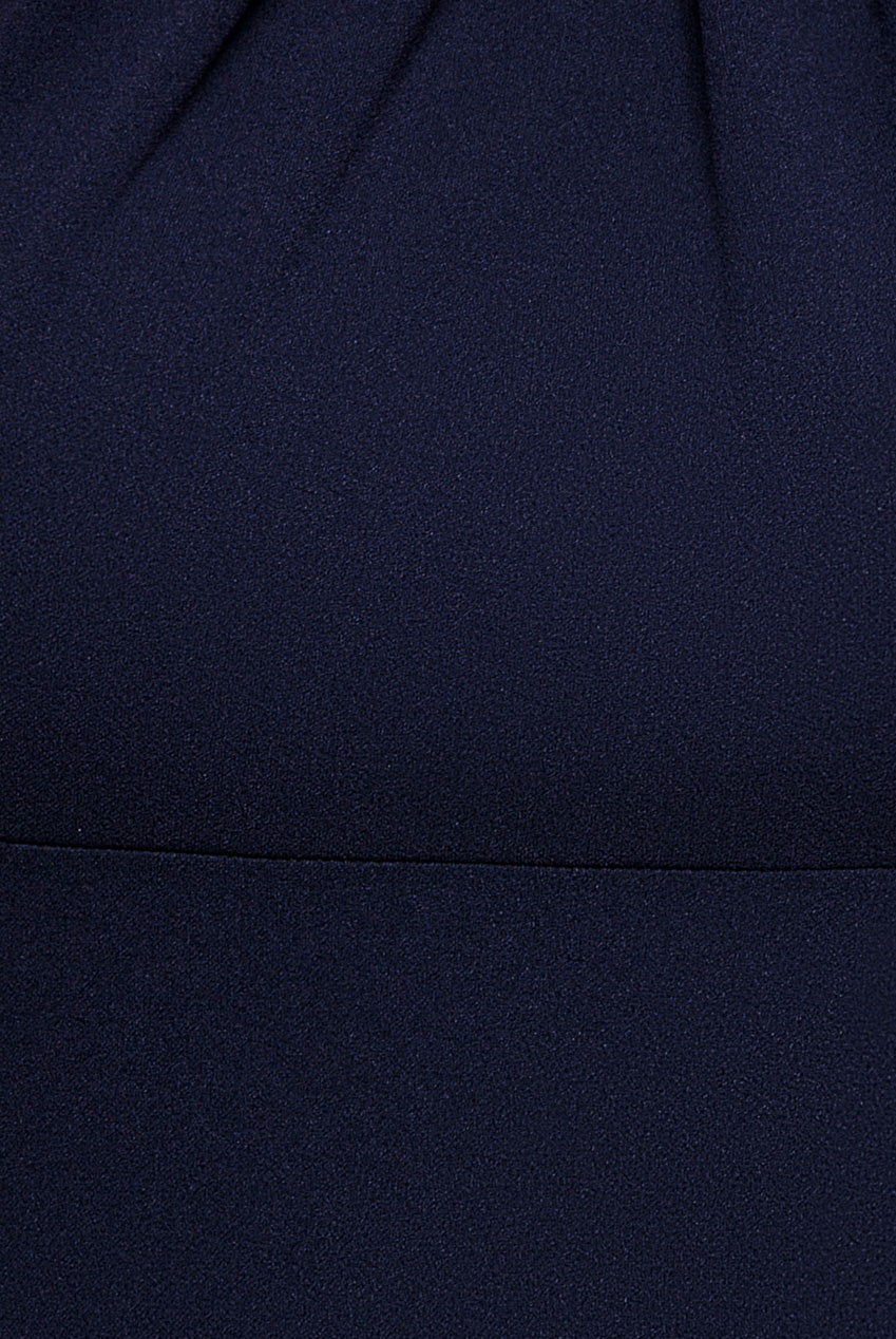 Goddiva Scuba & Velvet Satin Halterneck Maxi Dress With Back Sash - Navy Blue