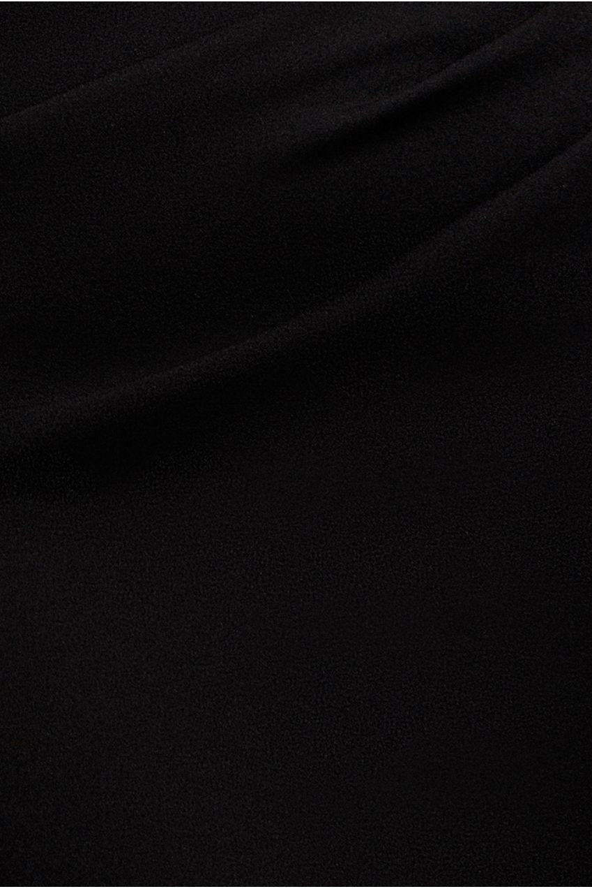 Goddiva One Shoulder Chiffon Cape Crepe Maxi Dress - Black