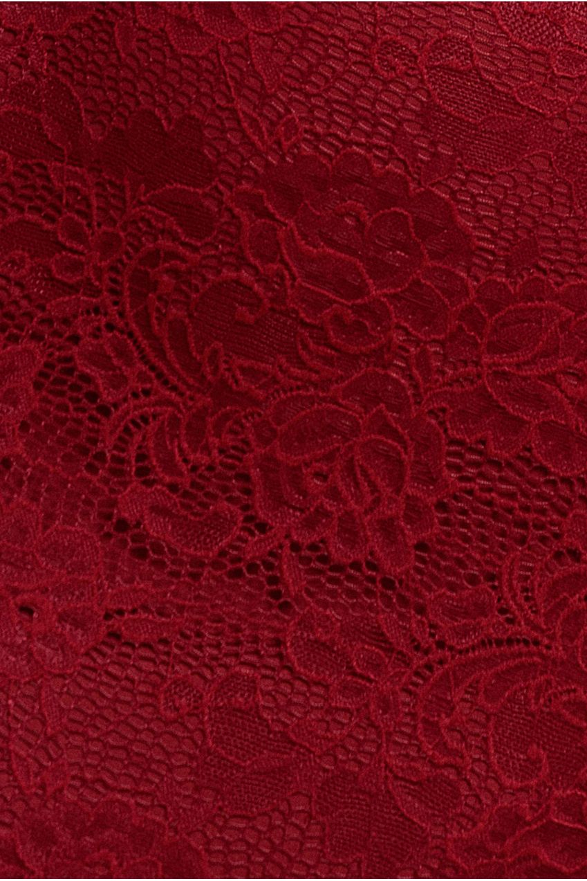 Goddiva Fit & Flare Scallop Lace V Neck Maxi Dress - Burgundy