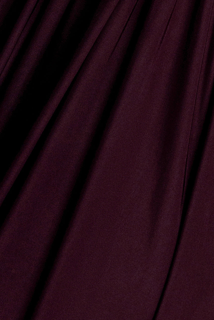 Goddiva Gathered Shoulder Wrap Neck Draped Waist Maxi Dress - Burgundy
