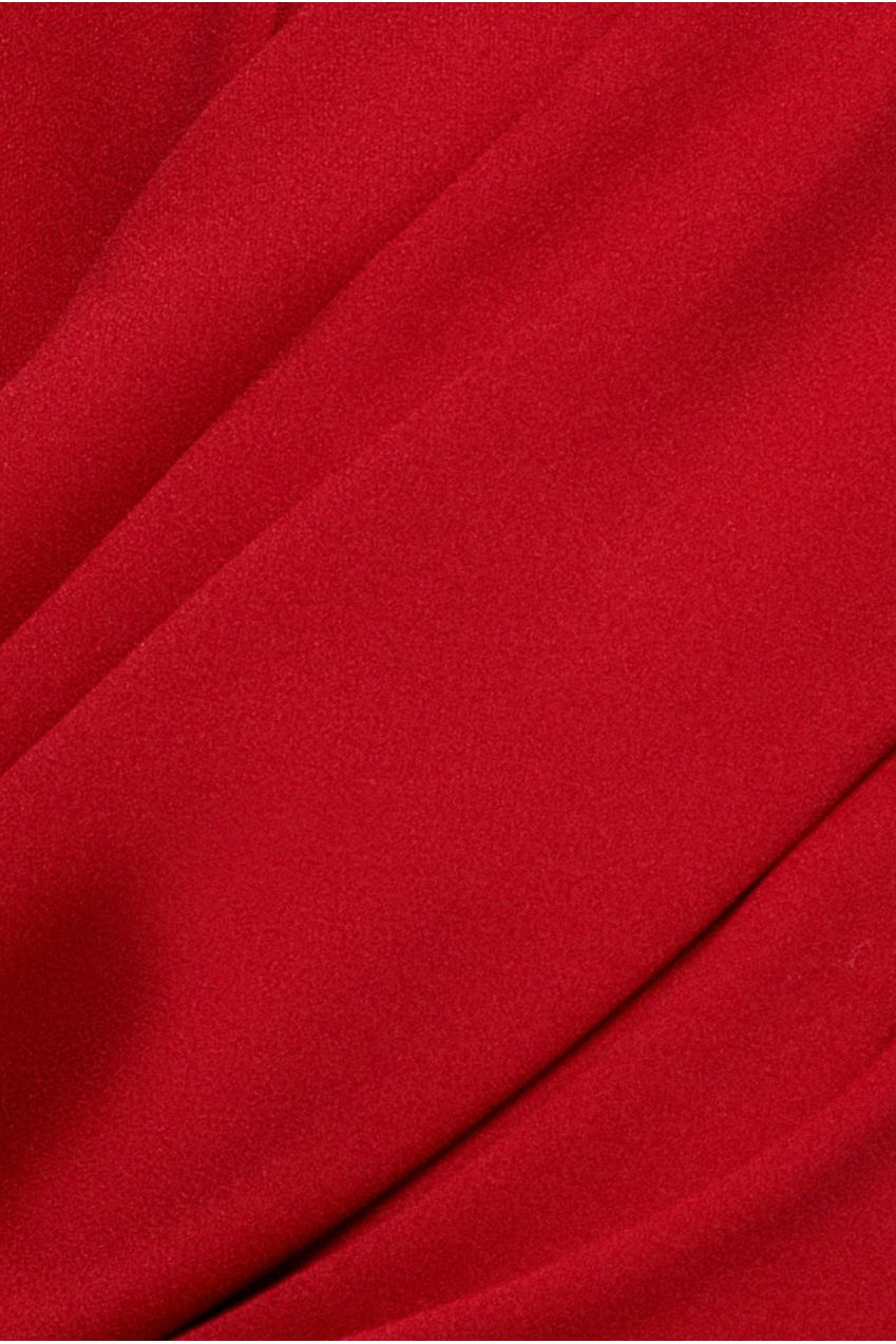 Goddiva V Neck Cowl Back Pleated Sleeve Scuba Maxi Dress - Red