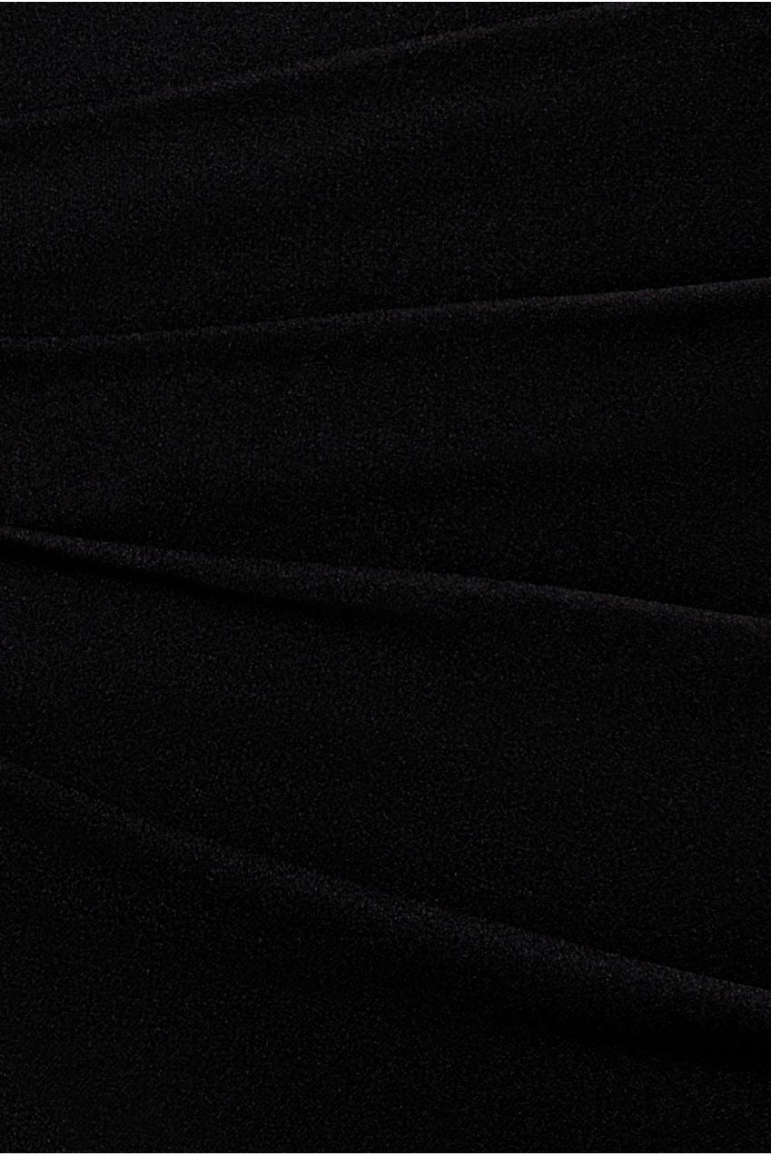 Goddiva One Shoulder Cape Sleeve Maxi Dress - Black