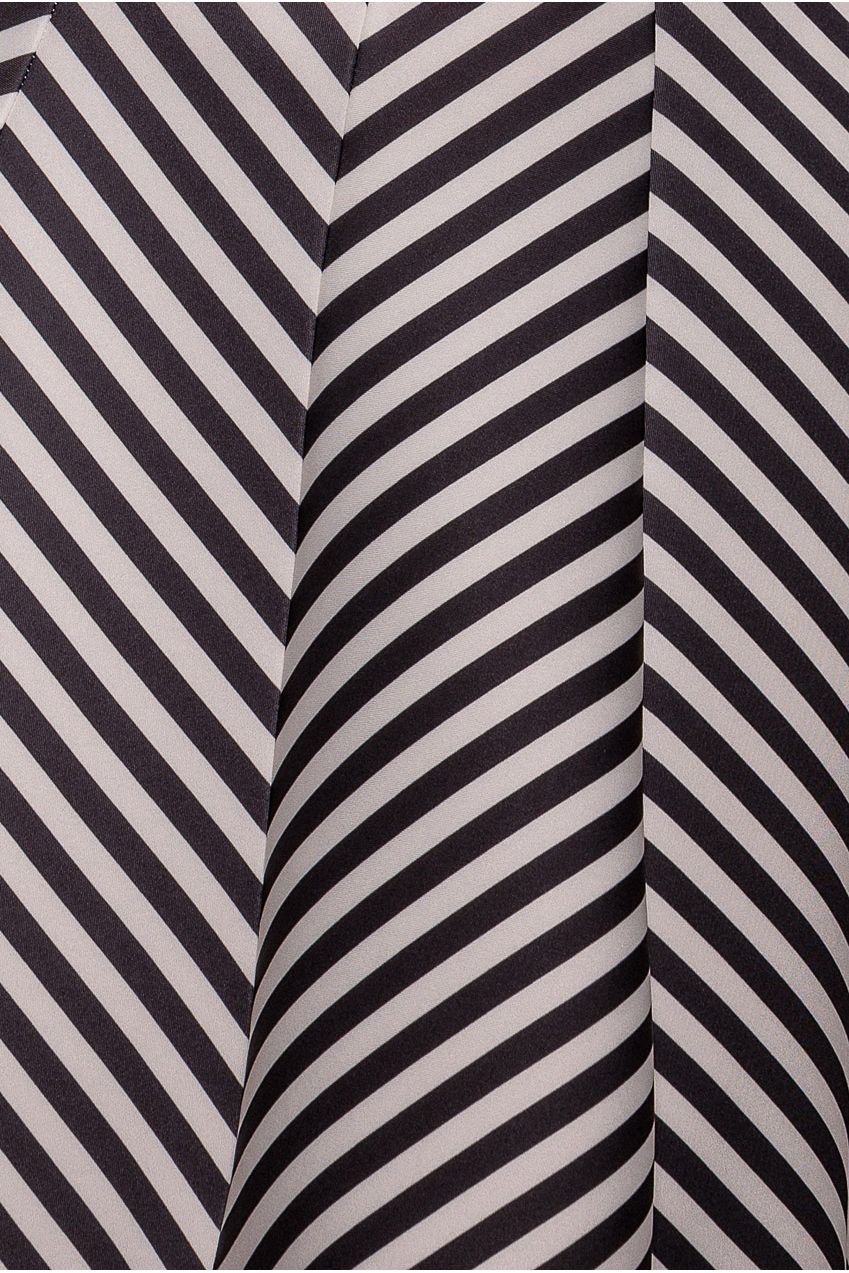 Goddiva Diagonal Stripe Velvet Bow A Line Midi Dress - Black White