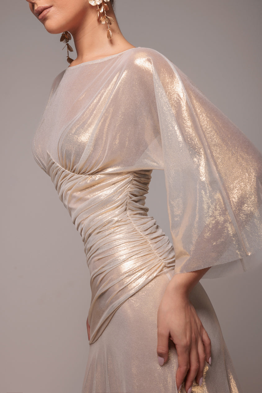 Goddiva Gravity Defying Naked Maxi Dress - Gold