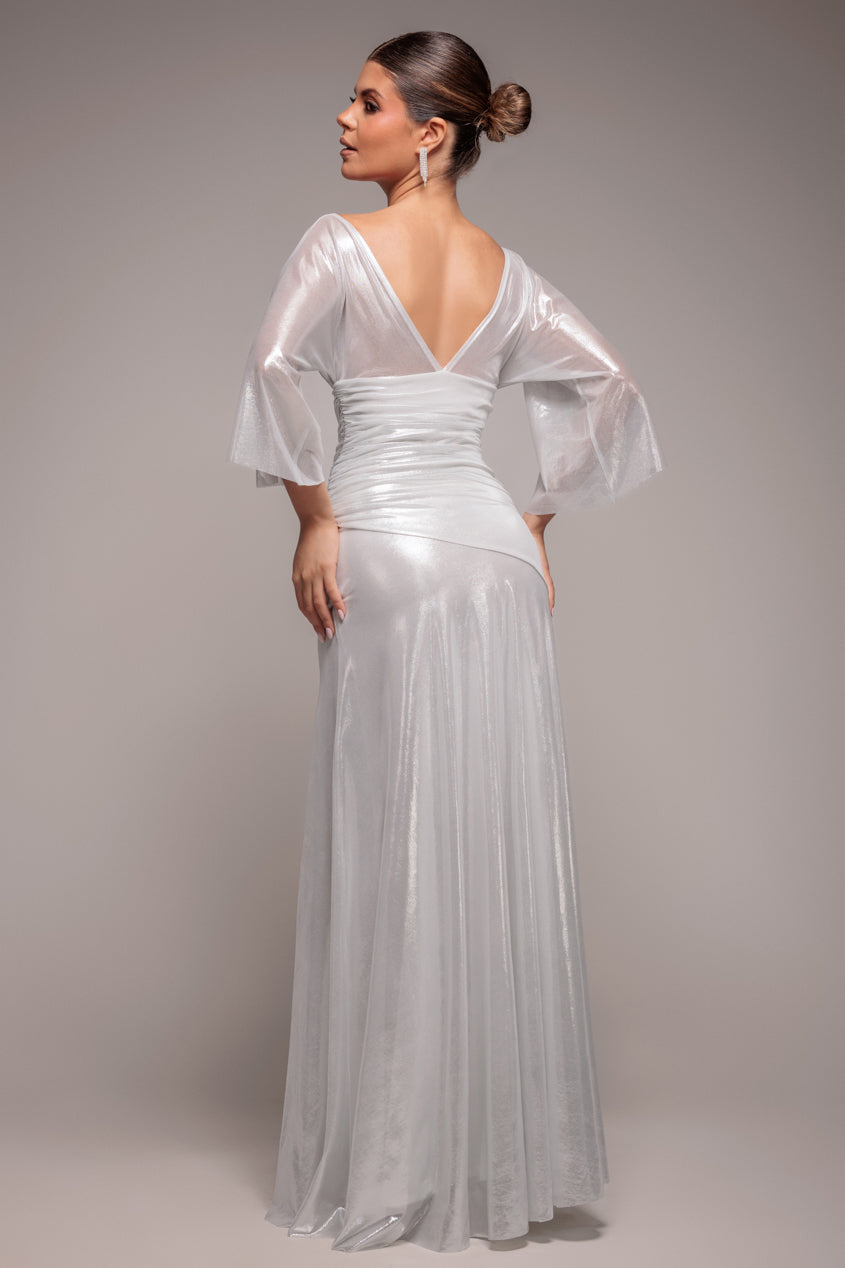 Goddiva Gravity Defying Naked Maxi Dress - Silver