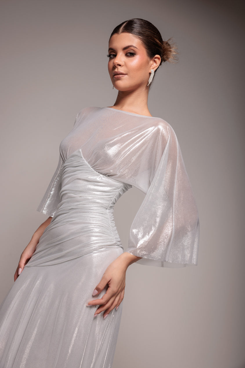 Goddiva Gravity Defying Naked Maxi Dress - Silver