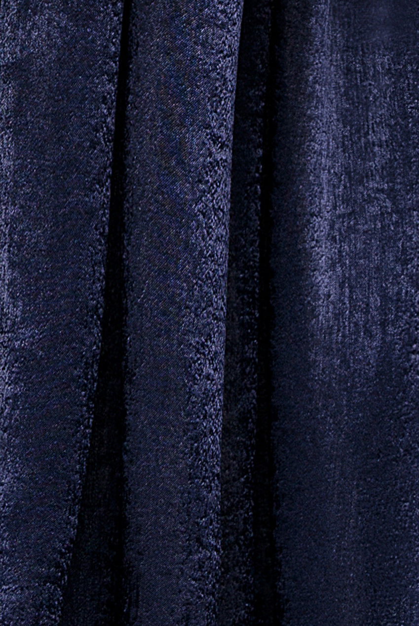 Goddiva Off Shoulder Velvet Satin Wing Cape Maxi Dress - Navy Blue