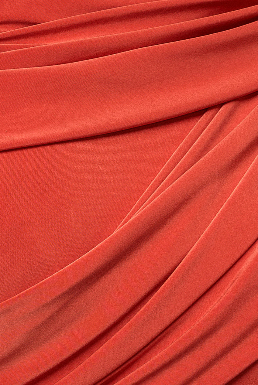 Goddiva Off Shoulder Gathered Panel Soft Touch Maxi Dress - Burnt Orange