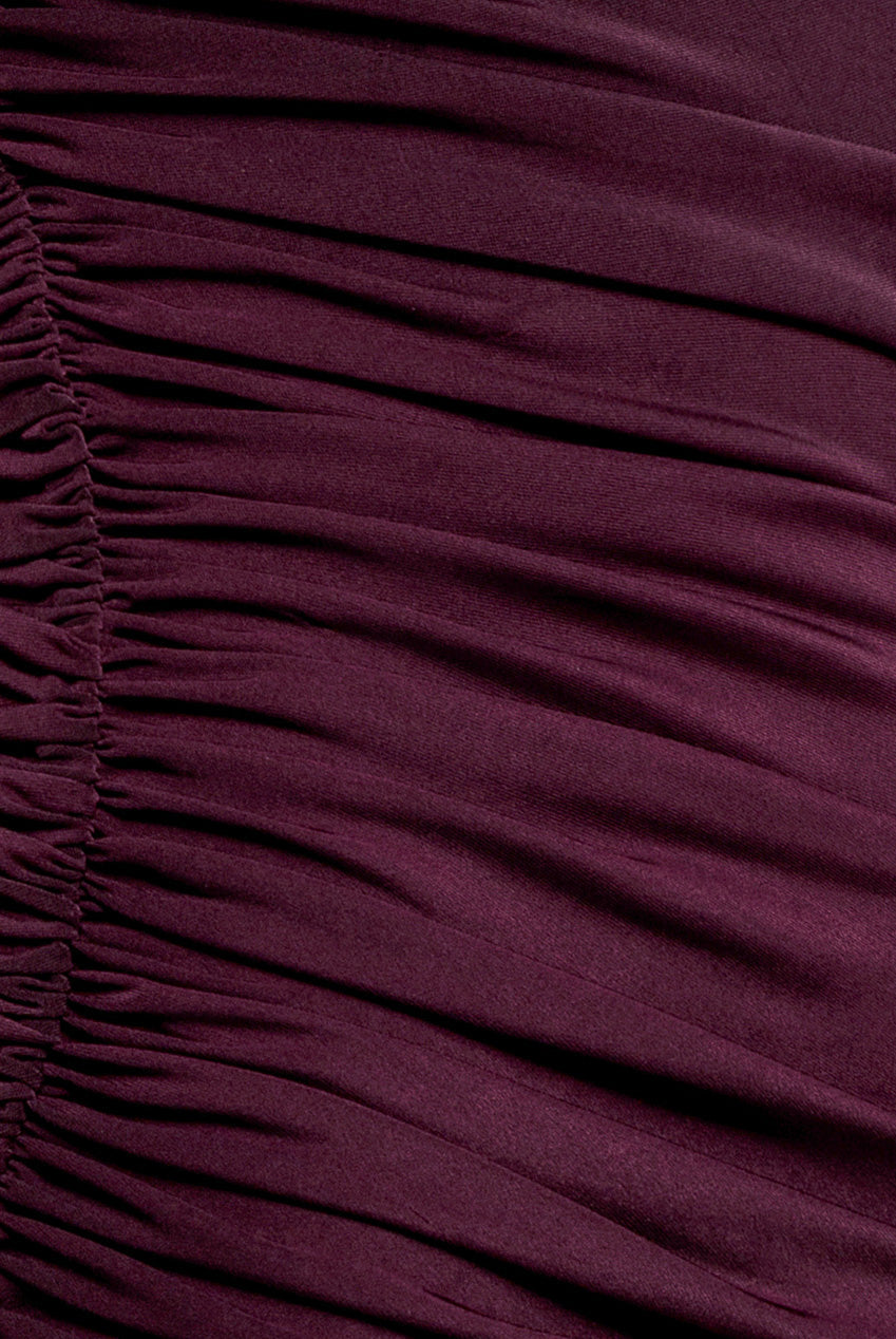 Goddiva One Shoulder Asymmetric Twist Maxi Dress - Burgundy