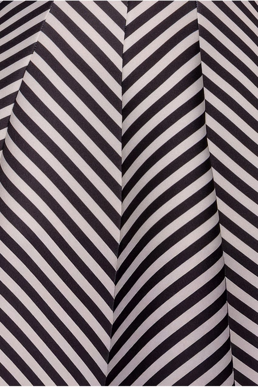 Goddiva Diagonal Stripe Velvet Bow A Line Mini Dress - Black White