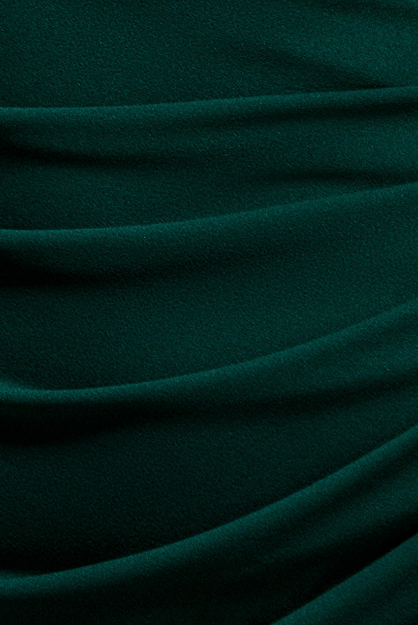 Goddiva Cap Sleeve Pleated Asymmetric Maxi Dress - Emerald Green