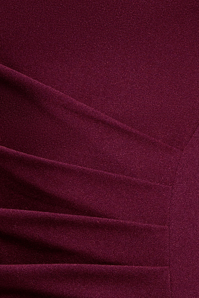 Goddiva Cap Sleeve Pleated Asymmetric Maxi Dress - Plum