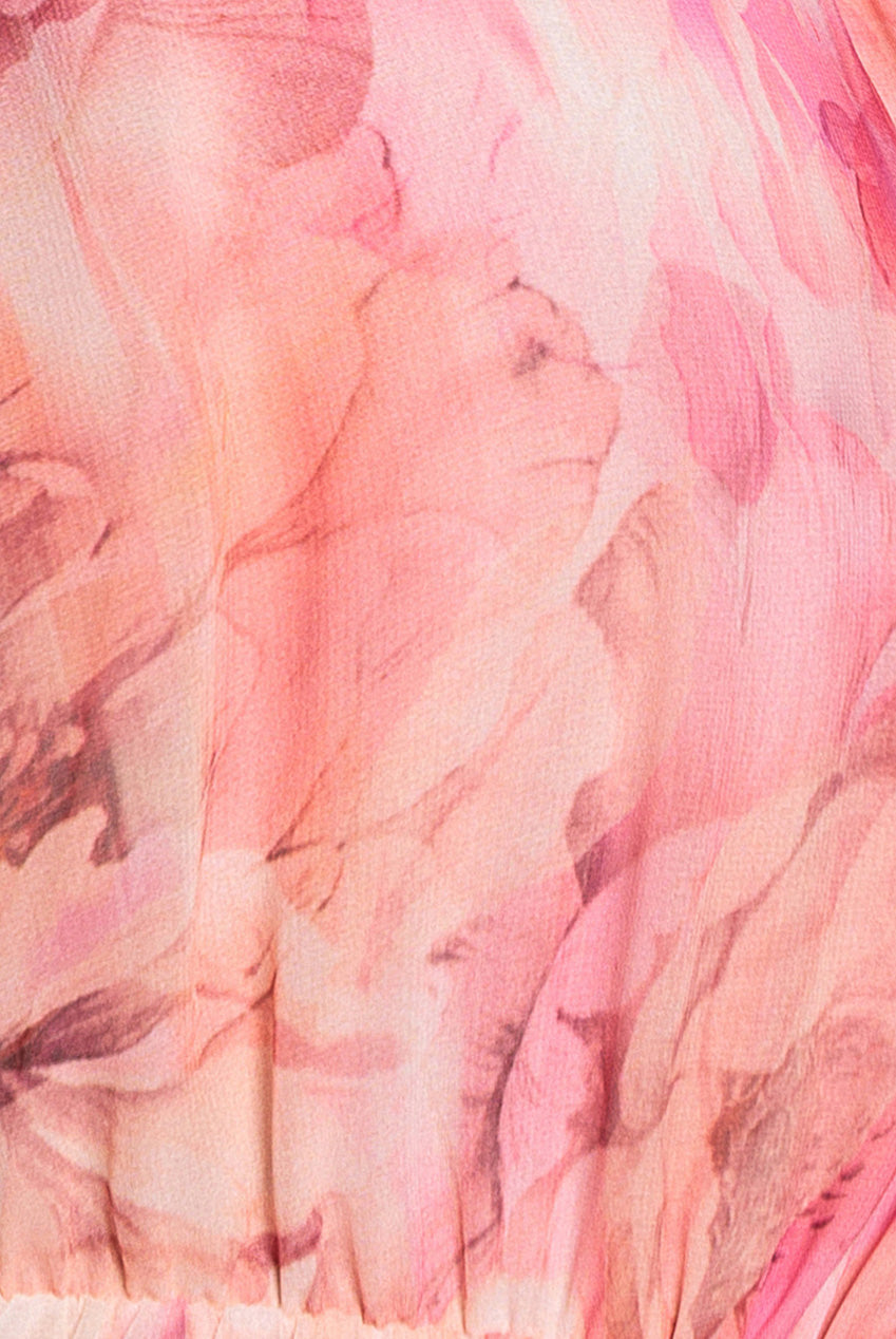 Goddiva Floral Print Wrap A Line Midi Dress - Blush Pink