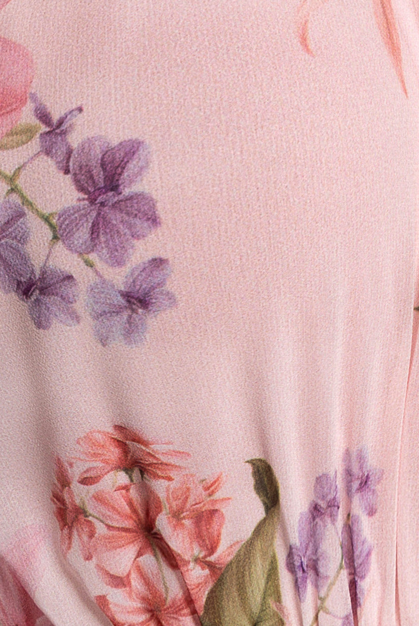 Goddiva Flutter Sleeve Chiffon Midaxi Wrap Dress - Blush Pink
