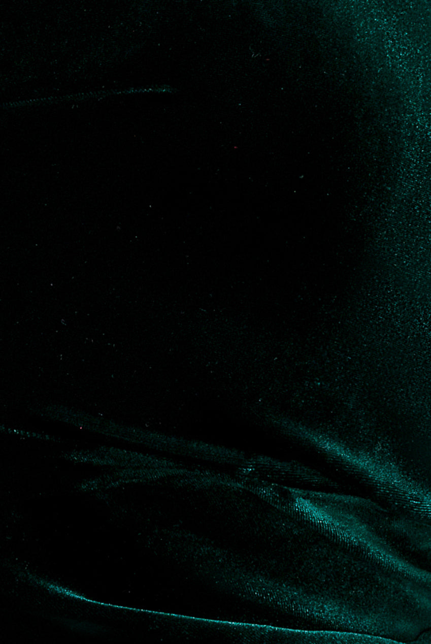 Goddiva Petal Bow Sleeve Frill Velvet Maxi Dress - Emerald Green