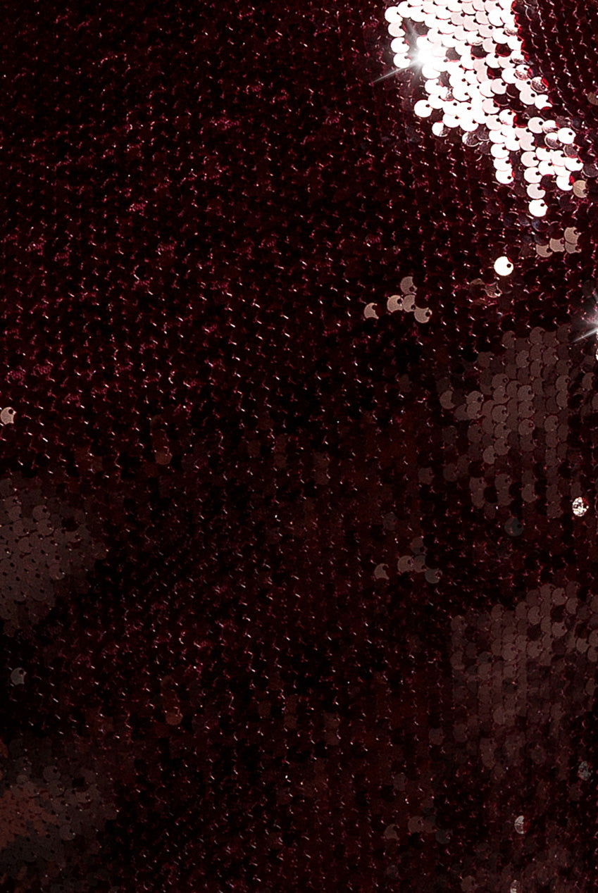 Goddiva Sequin Open Back Halter Neck Maxi Dress - Burgundy