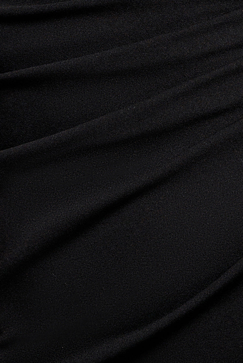 Goddiva Pleated Asymmetric Bodice Mermaid Maxi Dress - Black