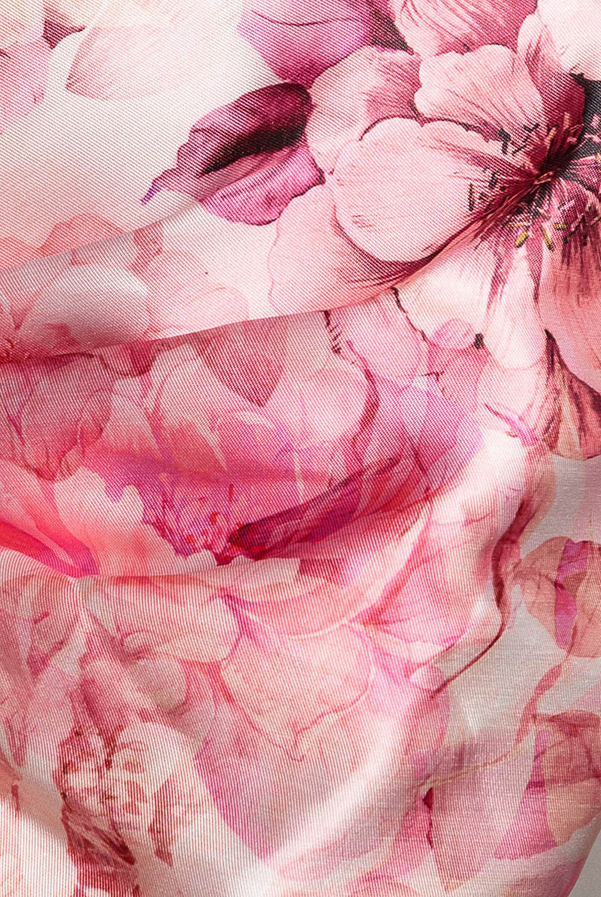 Goddiva Printed Off Shoulder Satin Bow Back Maxi Dress - Blush Pink