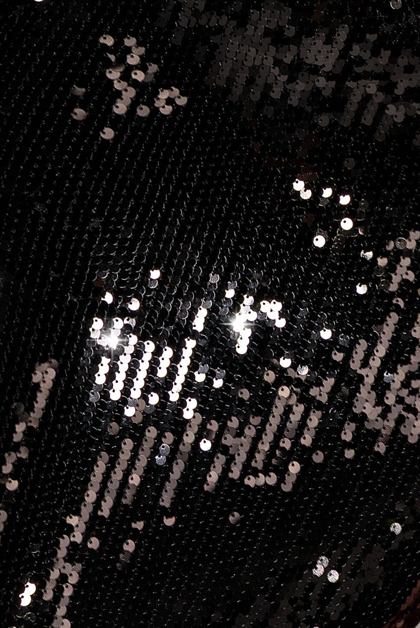Goddiva Sleeveless Square Neck Sequin Mermaid Maxi Dress - Black