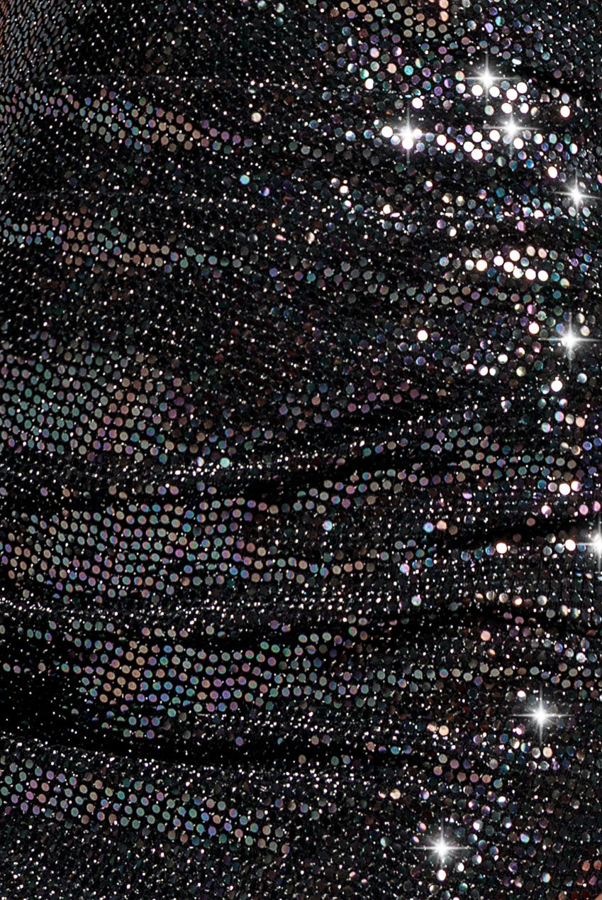 Goddiva Sequin Lurex Off Shoulder Cowl Bardot Maxi Dress - Black Multi