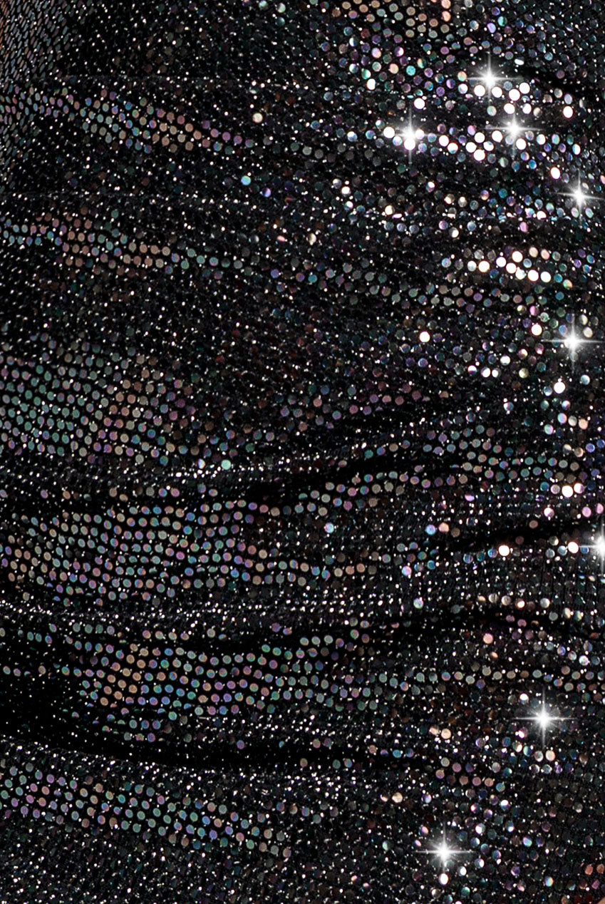 Goddiva Sequin Lurex Off Shoulder Cowl Bardot Maxi Dress - Black Multi