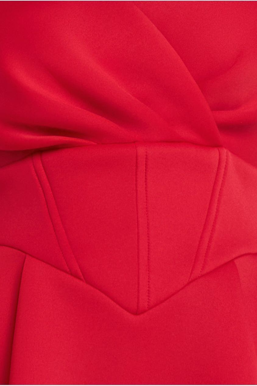 Goddiva Corset Fit & Flare Midi Dress - Red