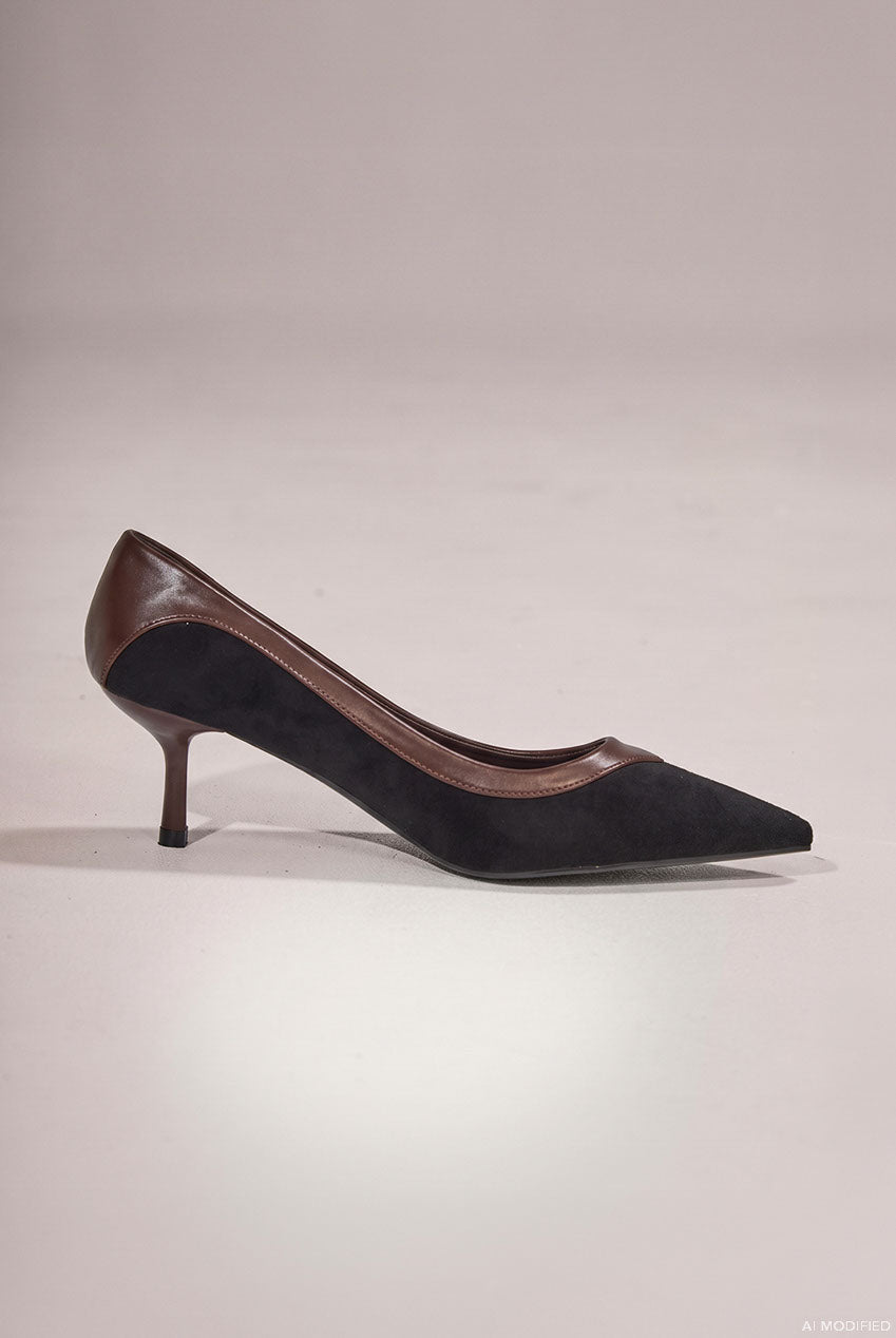 Goddiva Pointed Toe Women’s Stiletto Kitten Heels - Black
