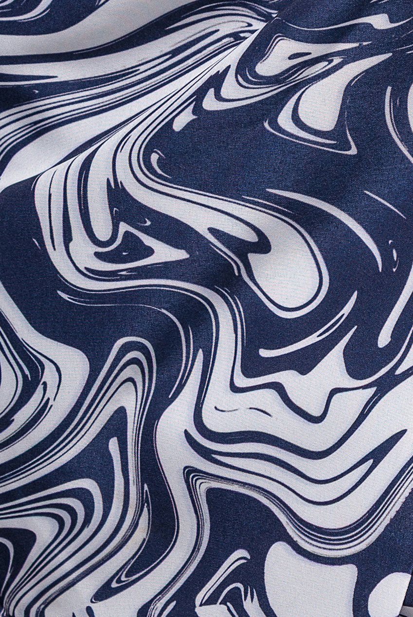 City Goddess Printed High Waist Wrap Midi Skirt - Navy