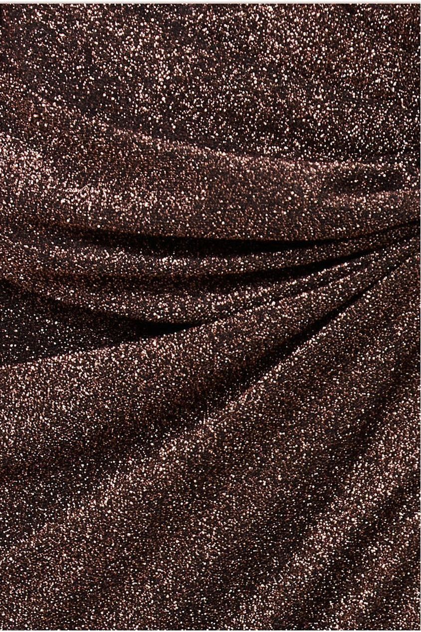 Goddiva Knot Front Thigh Split Midi Skirt - Bronze