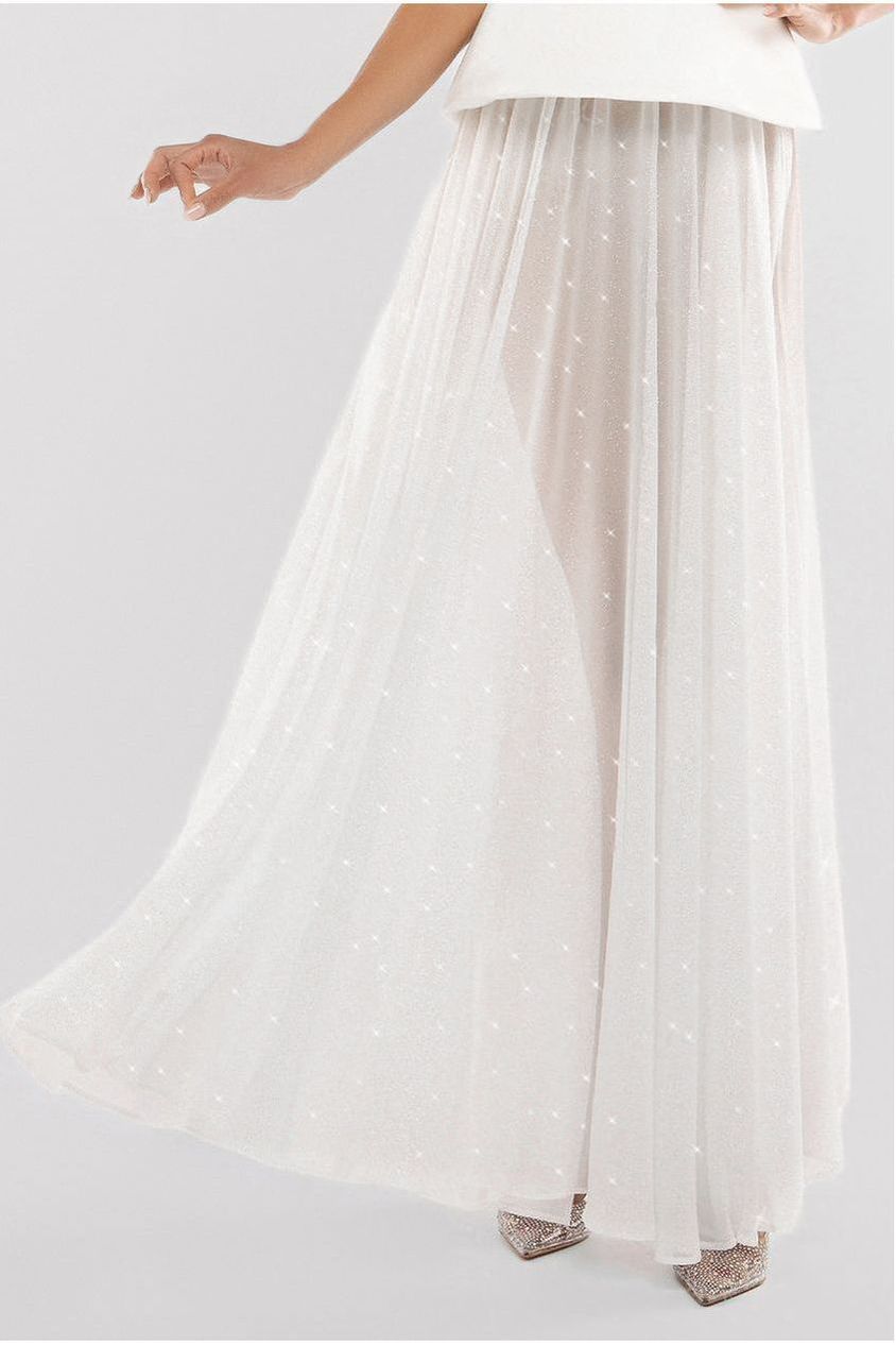 Goddiva Gathered A-Line Glitter Chiffon Maxi Skirt