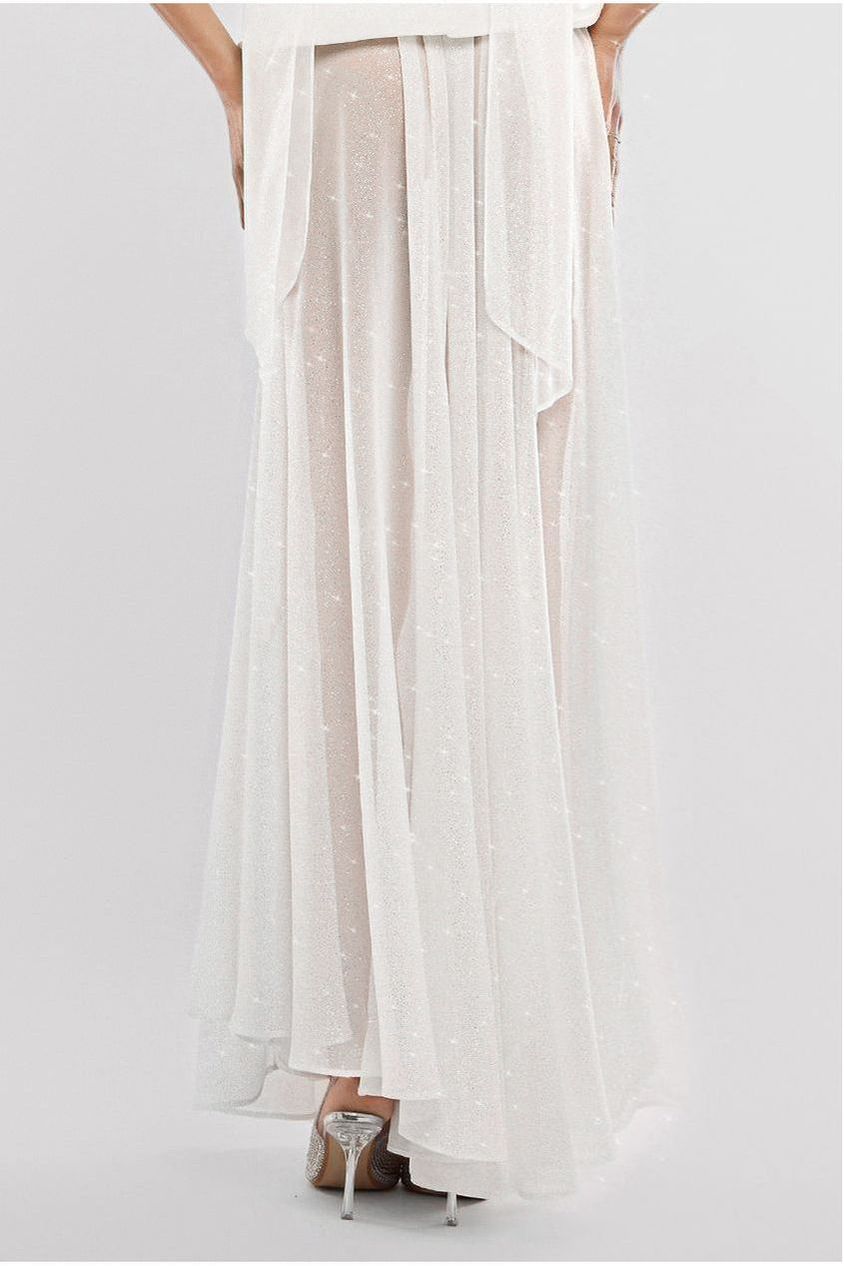 Goddiva Gathered A-Line Glitter Chiffon Maxi Skirt
