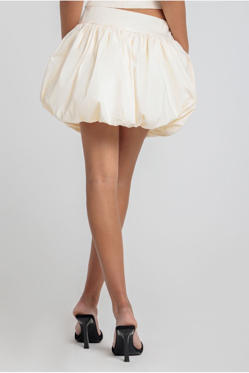 Goddiva Bengaline Balloon Mini Skirt - Cream