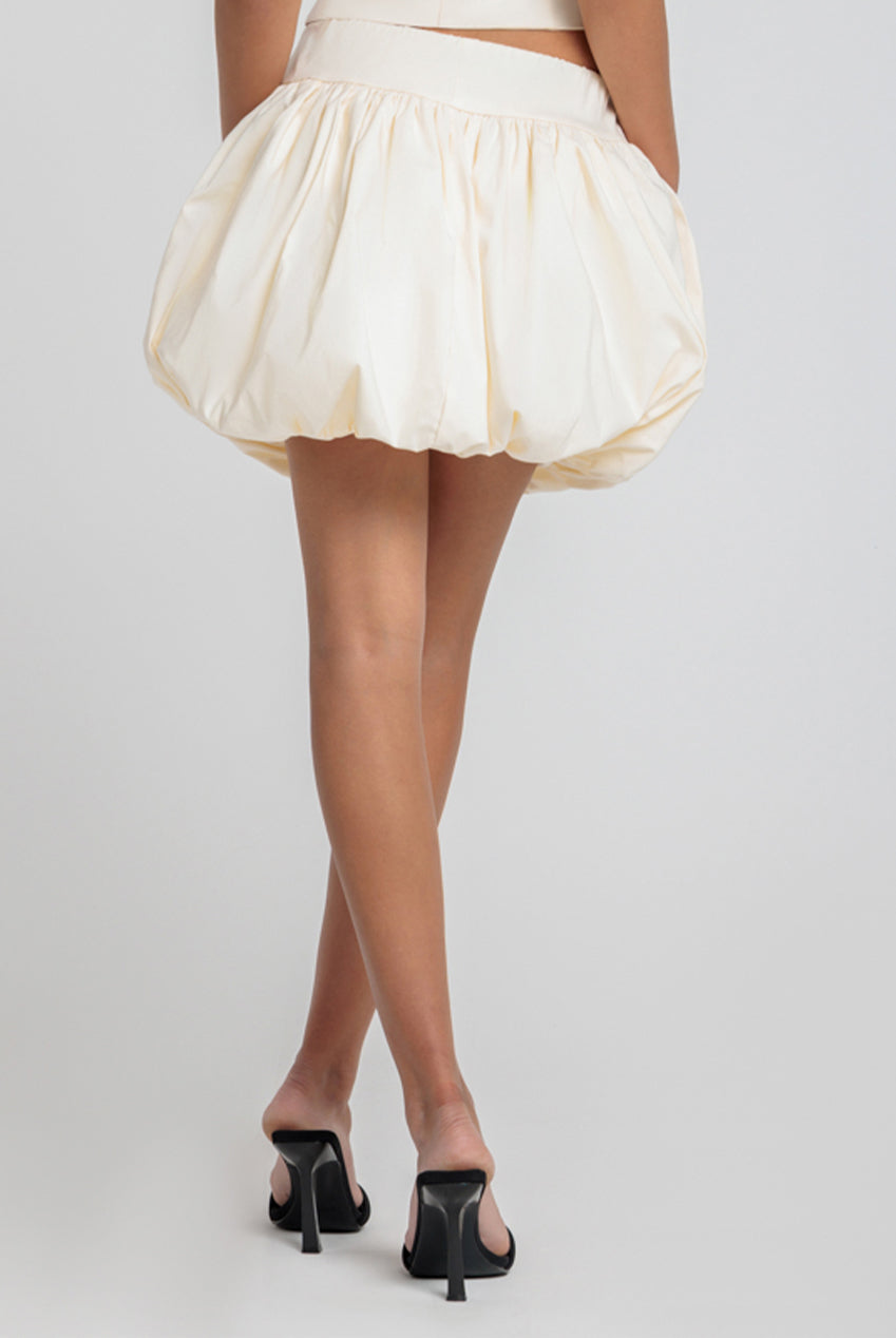 Goddiva Bengaline Balloon Mini Skirt - Cream